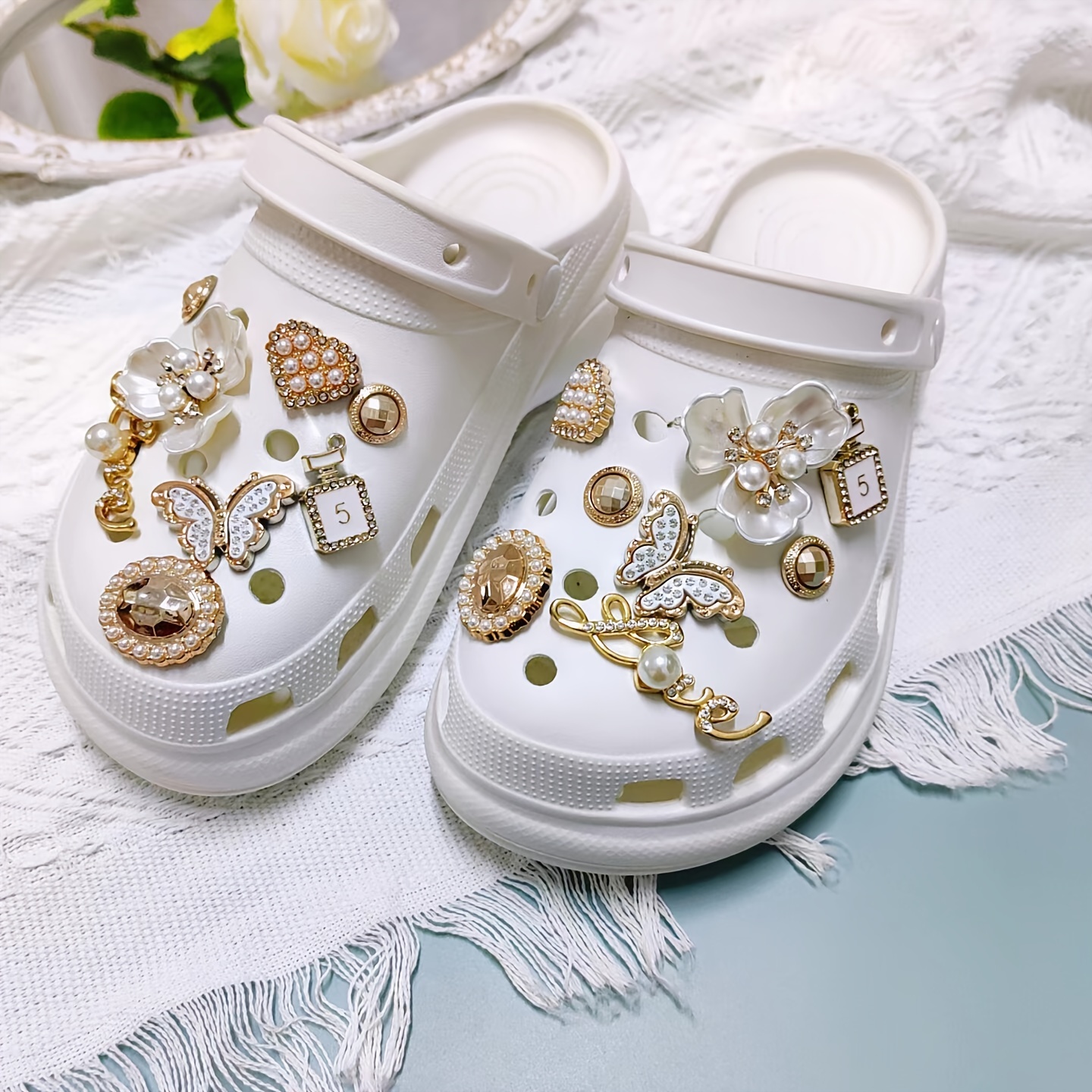 CROCS, Accessories, Piece Crocs Designer Butterfly Flower Perfume Bling  Charms Shoe Decoration