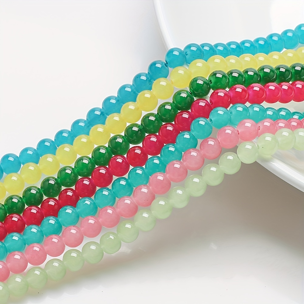 Monochrome Jade Texture Glass Beads Diy Jewelry Accessories - Temu