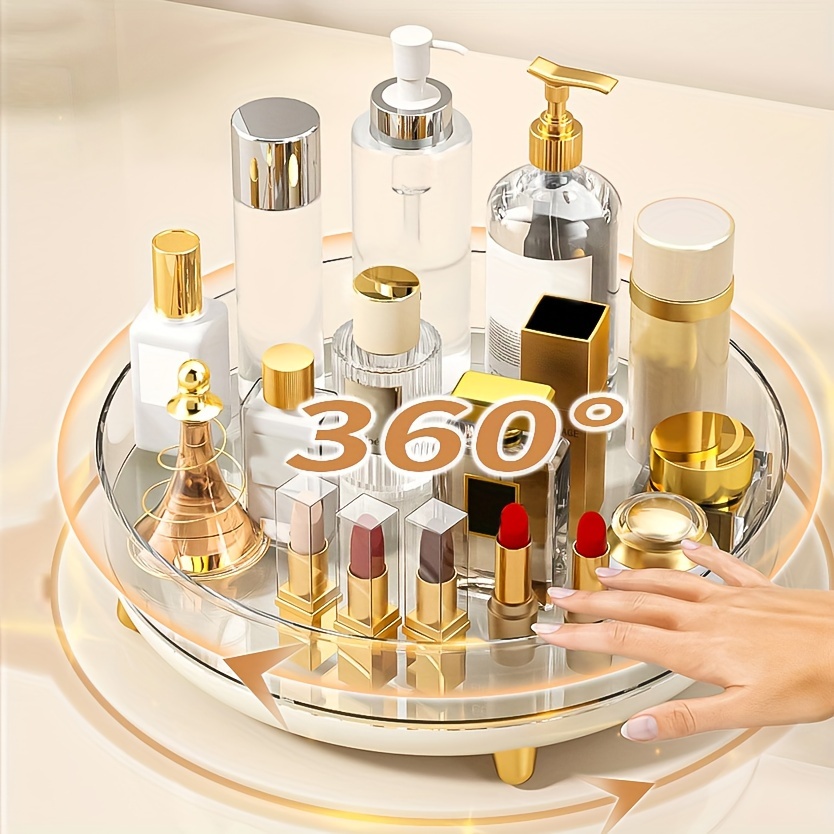 Hisikou Organizador de maquillaje giratorio de 360º color blanco,  organizador de perfumes giratorios para el cuidado de la piel de gran  capacidad