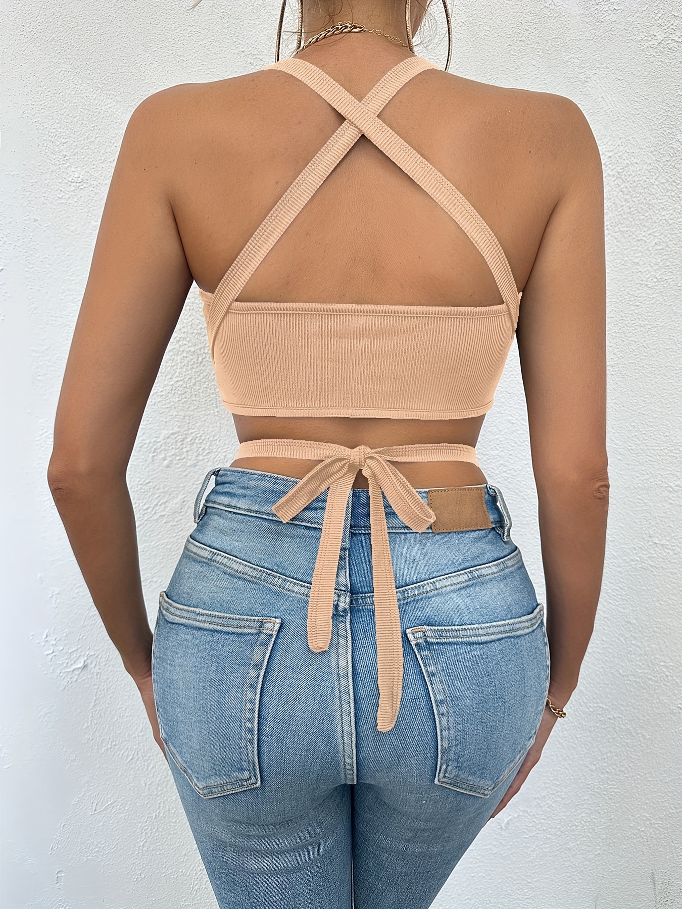 Versatile Crop Spaghetti Top Sexy Backless Cami Top Summer - Temu United  Kingdom