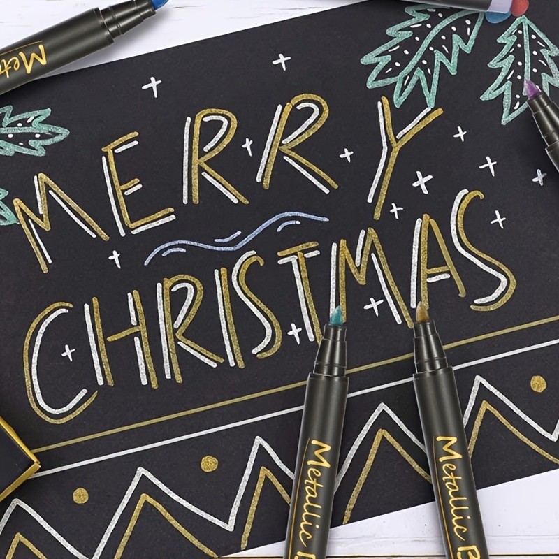 12 Colors Metal Marker Pens, Glitter Pens, Art Glitter Pens Metal Painting  Pens For Card Making, Rock, Wood, Ceramic, Glass, Scrapbooking, Christmas  Decoration Supplies - Temu