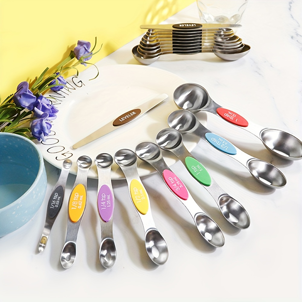 Magnetic Stainless Steel Measuring Spoons - Set of 6 Metal