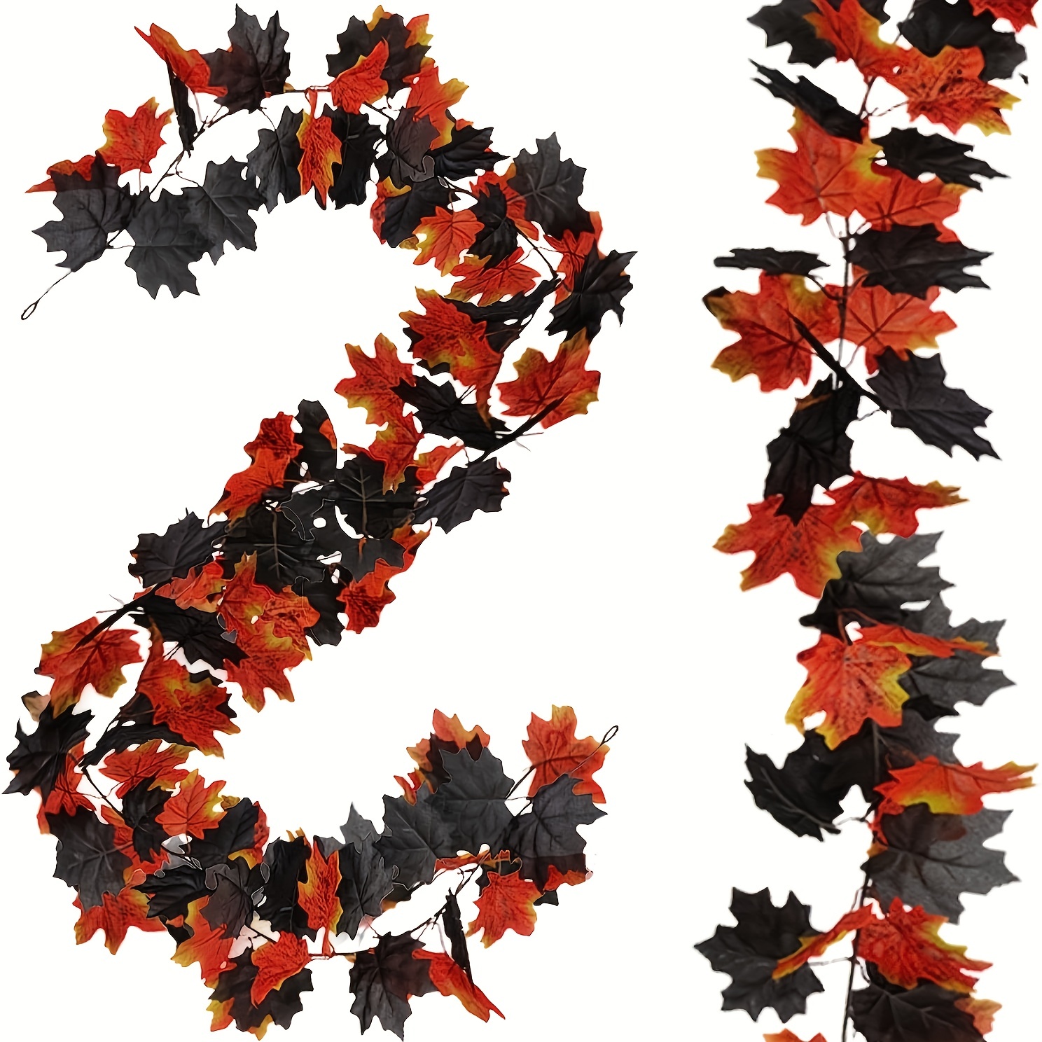 Halloween Black Garland Artificial Maple Leave Vines Battery - Temu