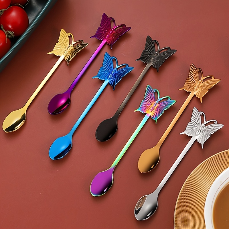 304 Stainless Steel Butterfly Spoon Fork Coffee Mixing Spoon - Temu