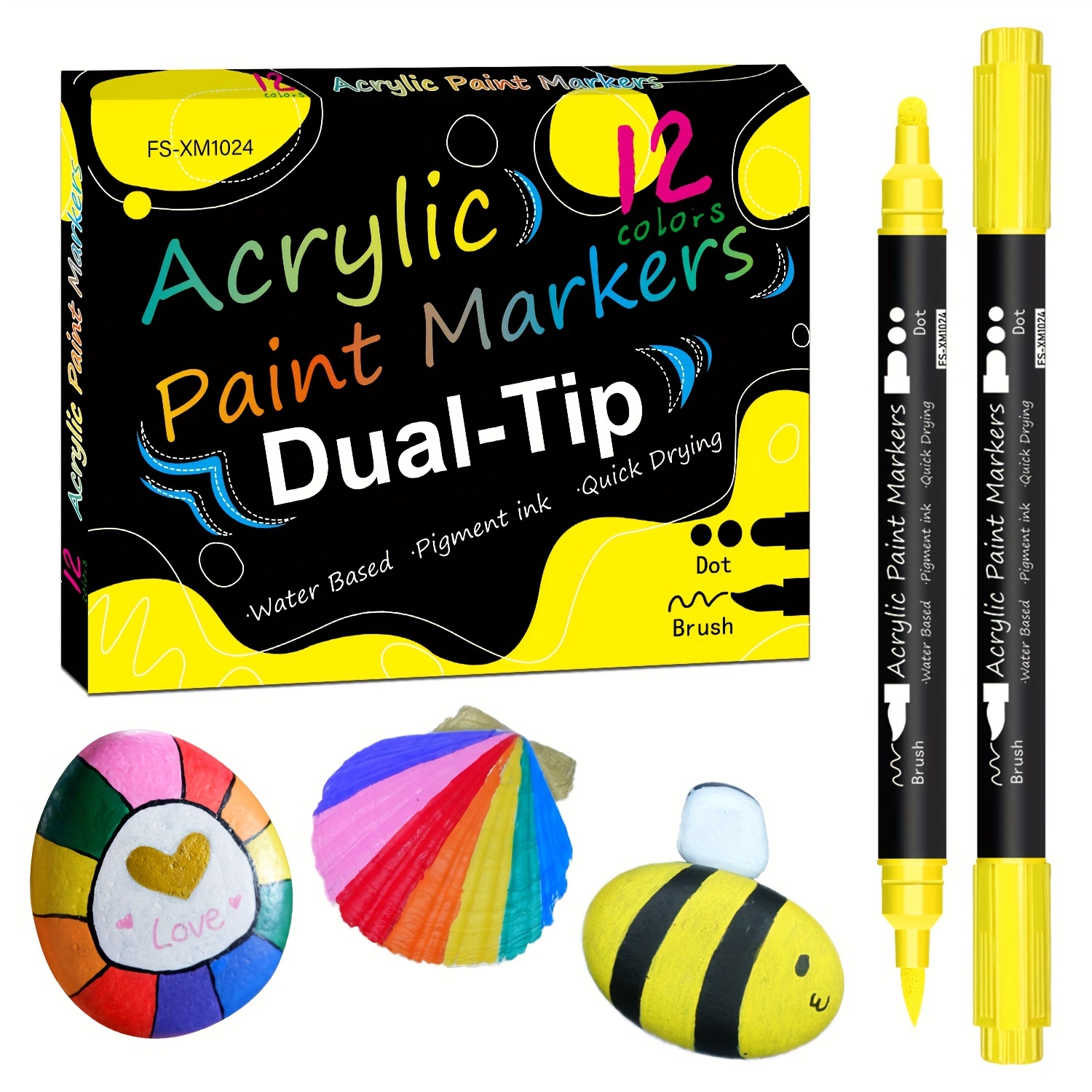 Acrylic Paint Markers, 26 Colors Dual Tip Paint Pens For Rock Painting Wood  Canvas Plastic Metal And Stone, Acrylic Dot Markers For DIY Crafts Making  Art Supplies