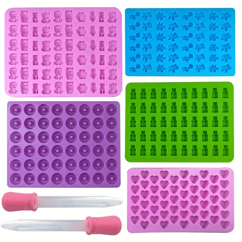 Silicone Gummy Bear Chocolate Molds With 2 Droppers Non - Temu