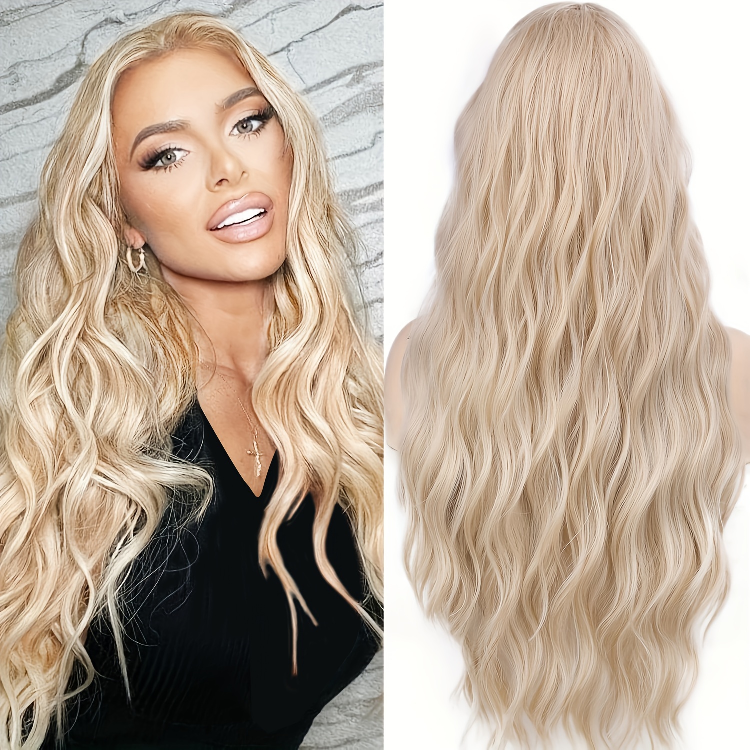 Long Straight Highlights Wig for Black Women Brown Mixed Blonde Wig 28 Inch  Synthetic Middle Part Hair Natural hairline Wigs Heat Resistant Fibre for  Daily Party Use
