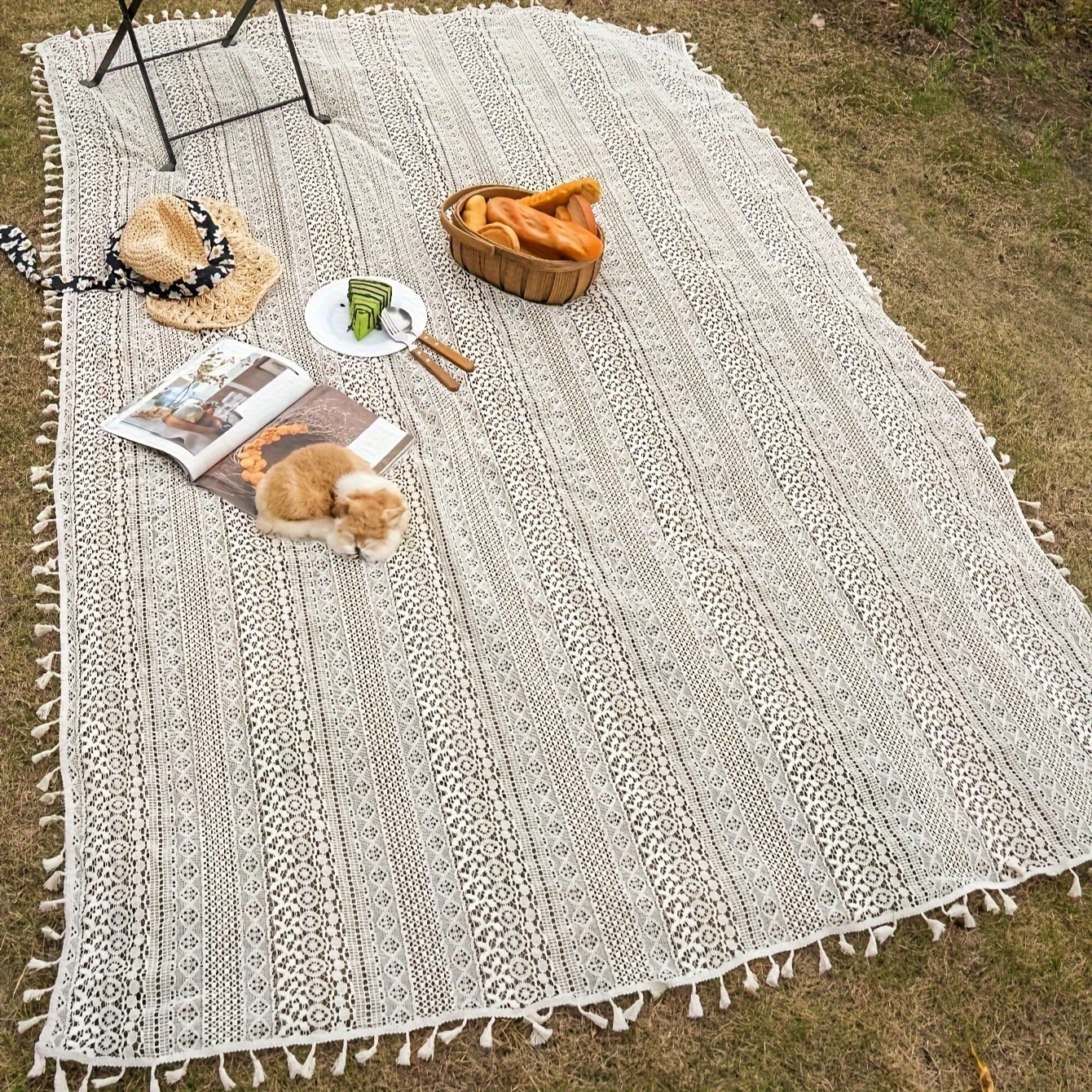 Mesa de picnic plegable de madera bohemia con patas plegables