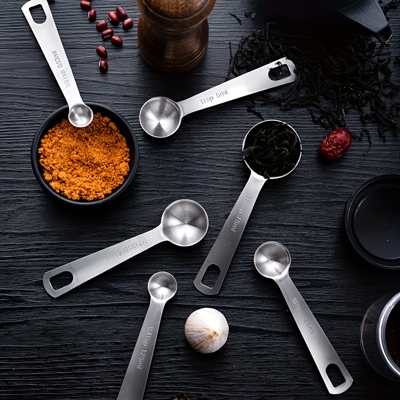 4pcs Baking Tools Kitchen Measuring Spoon Set Stackable Metal