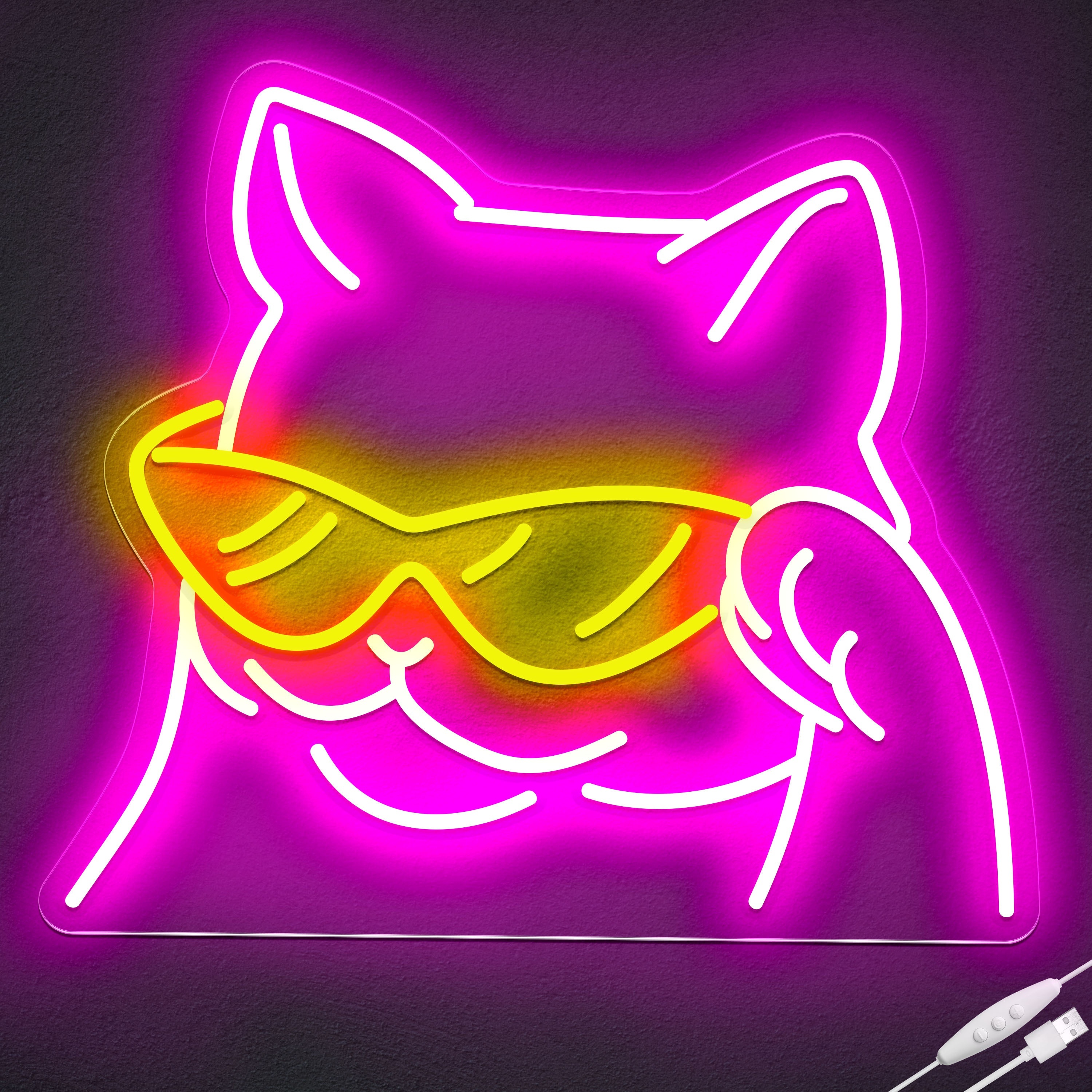 White Cat Neon Sign Led Neon Lamp Cat Battery/usb - Temu