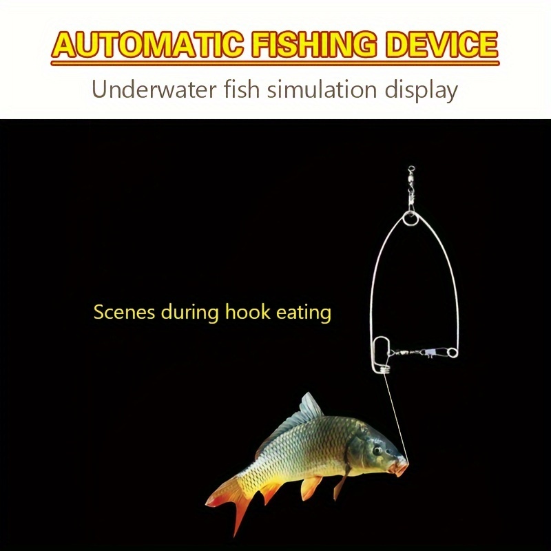 Cheap 1pc Automatic Fishing Hook Trigger Stainless Steel Spring Fishhook  Bait Catch Ejection Catapult Lazy Fishing Tackle