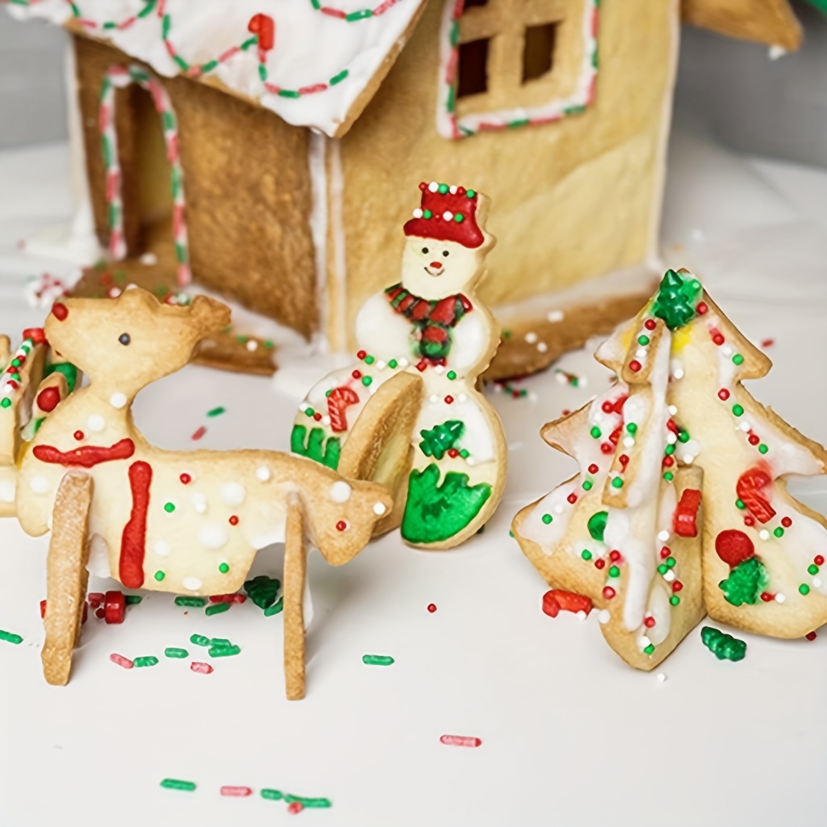 Christmas Gingerbread House Cookie Cutter Set Fondant Cookie - Temu