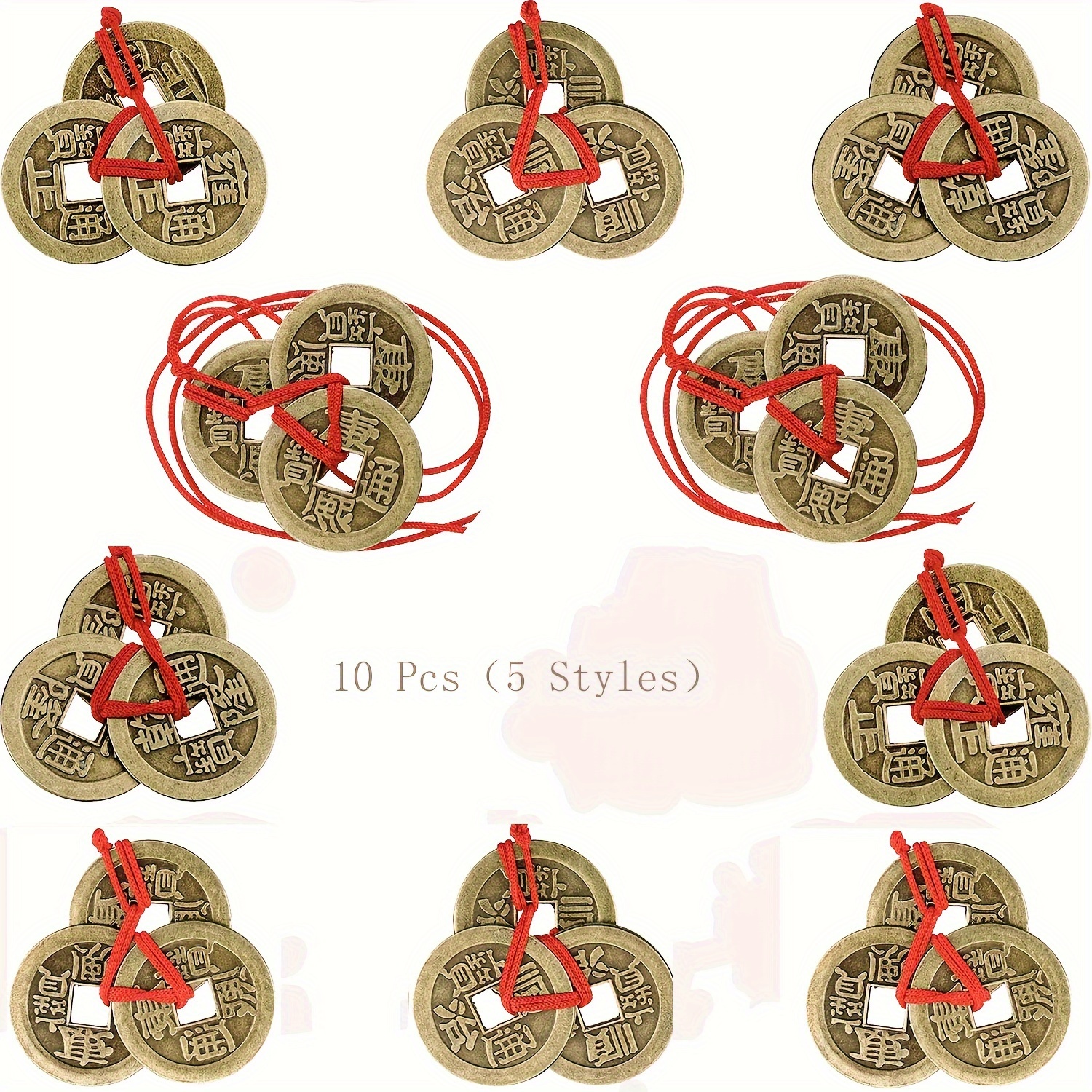 3 pièces chinoises, symbole porte-bonheur traditionnel feng shui