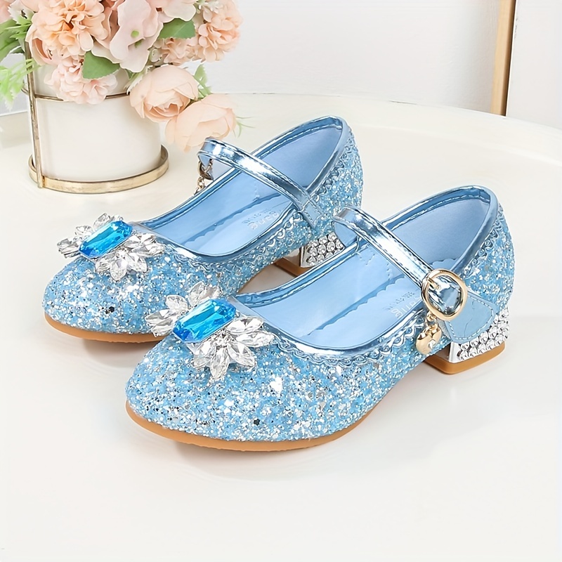 Zapatos Princesa Para Niños Tacones Altos Cristal Para Niñas
