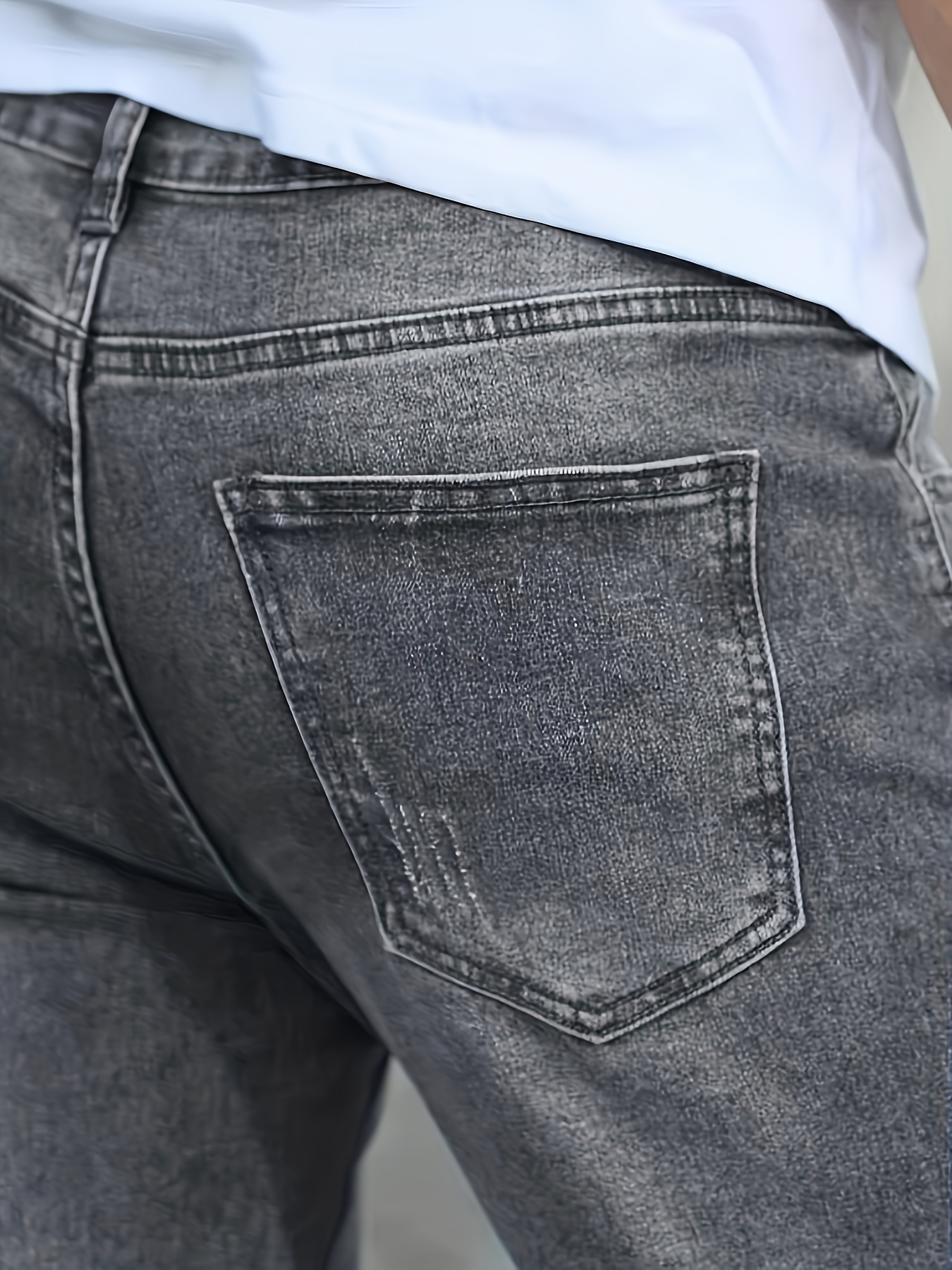 Men's Slim Fit High Stretch Washed Jeans - Temu Canada