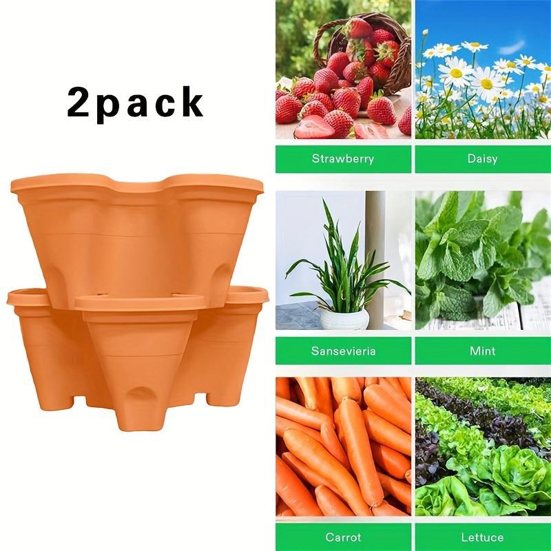 Strawberry Vertical Gardening Stackable Planter For Indoor And Outdoor  Strawberries, Flowers, Herbs, Vegetables, Flower Pot Indoor Modern  Decorative Plastic Pots For Plants With Drainage Hole And Tray For All  House Plants, Succulents