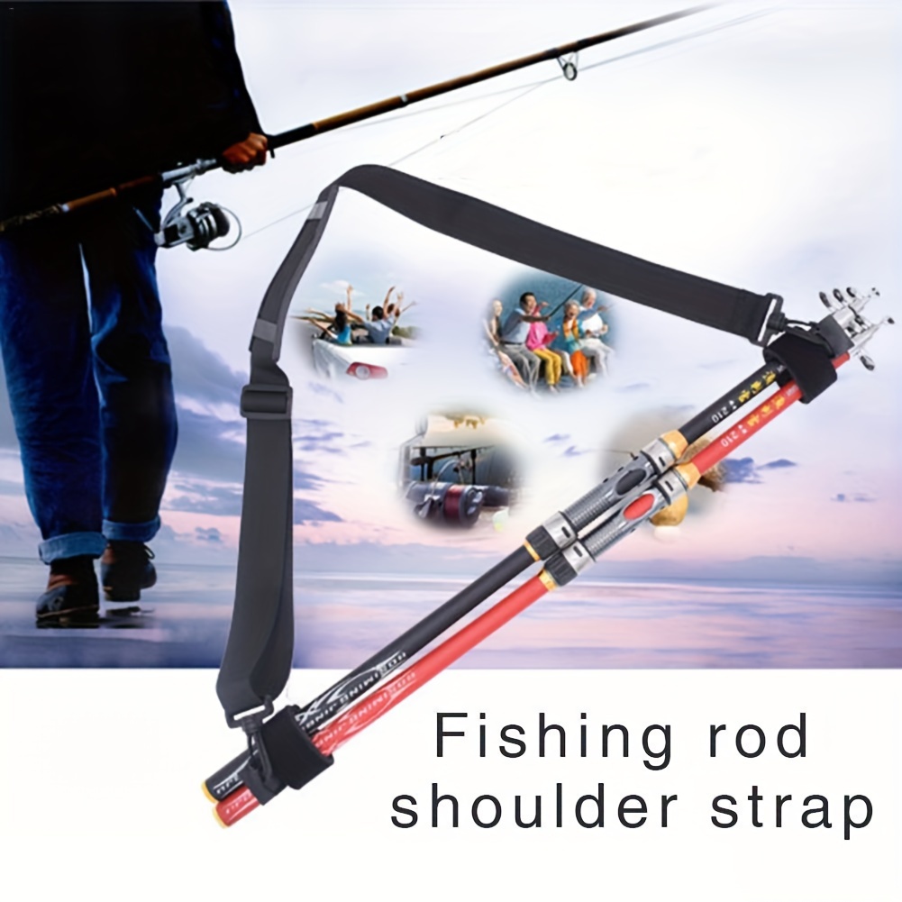 1pc Adjustable Fishing Rod Carrying Belt, Fishing Pole Shoulder Strap,  Fishing Gear, 120cm/47.2in