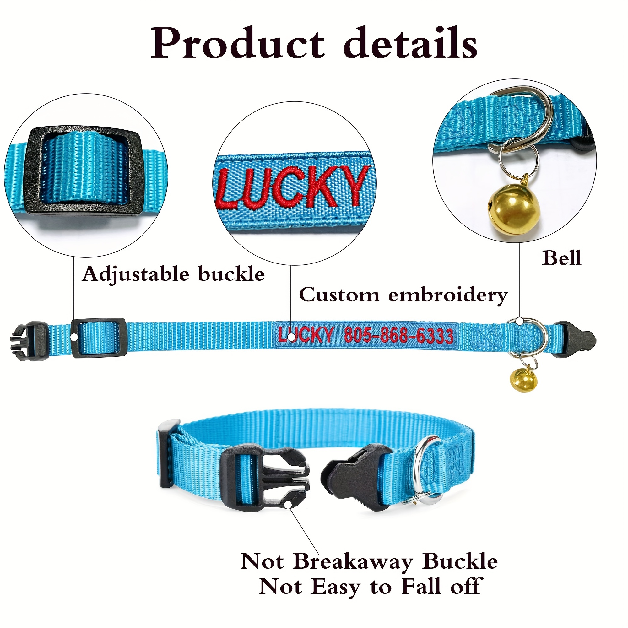 Reflective Pet Dog Collars Hardware Breakaway Buckle Print Custom