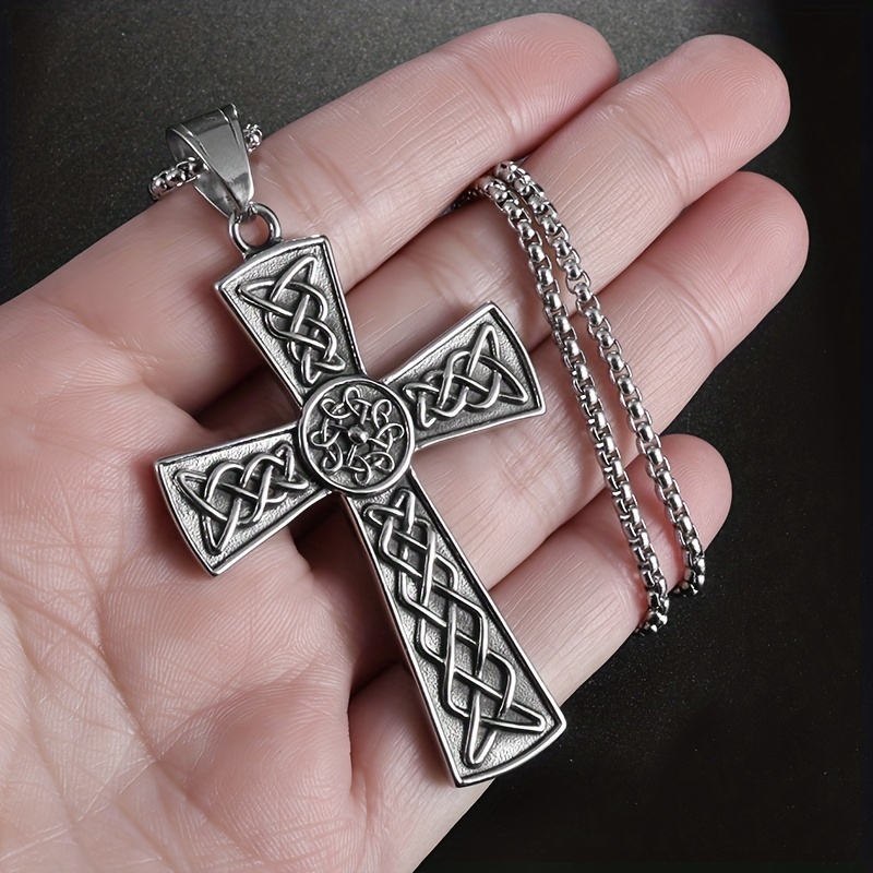 Celtic Cross Knot Pendant Necklace, Celtic Jewelry, Men's Cross