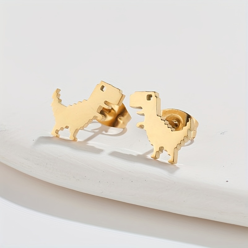 Men's Mini Dinosaur Stainless Steel Stud Earrings
