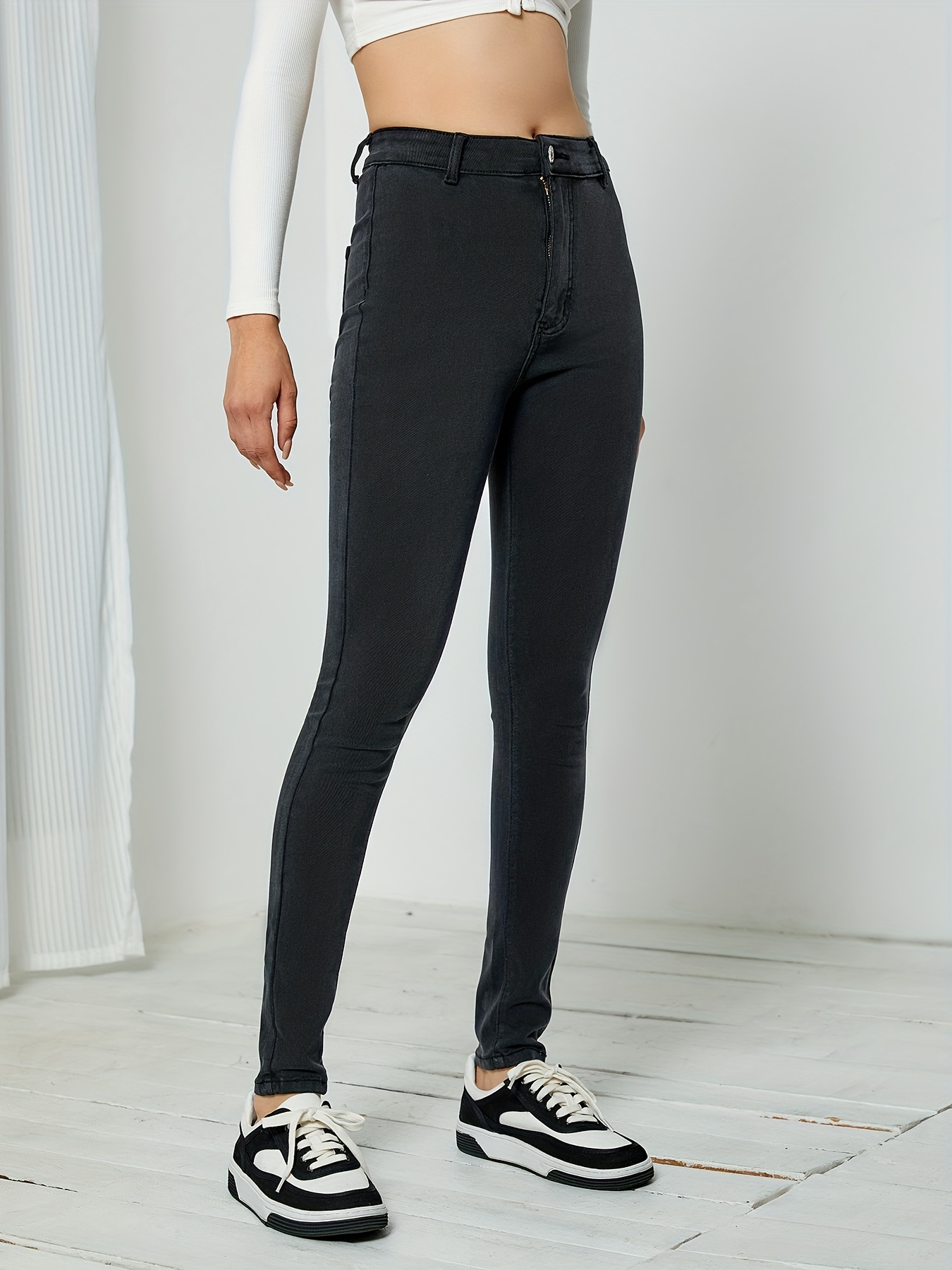 Pants De Mujer Pantalones de moda Cintura alta Vaqueros Ropa Pantalon  delgado