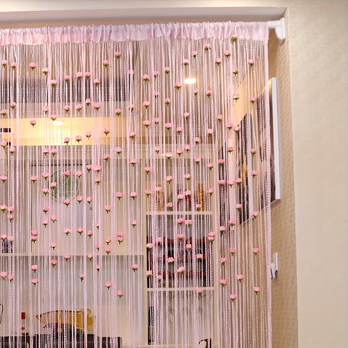 1pc Panel Contemporary Rose Curtain Suitable For - Elegant Fabric Window Drapes With Eyelets, Texture, & Filtering, Installation (no Tools)