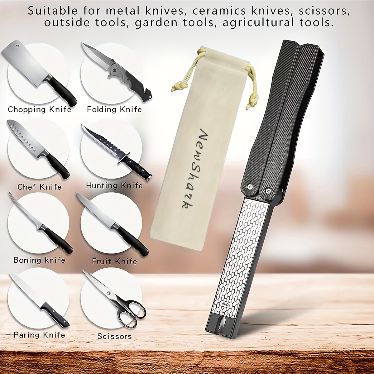 High Quality Double Sided Pocket Sharpener - Diamond Knife Sharpening Stone  For Kitchen & Outdoor Use - Temu