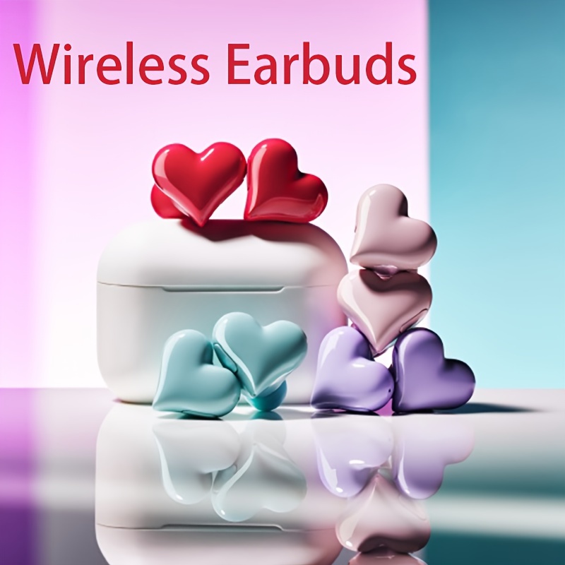 Fashionable Wireless Tws Earbuds Heart Buds Bt Earphones - Temu