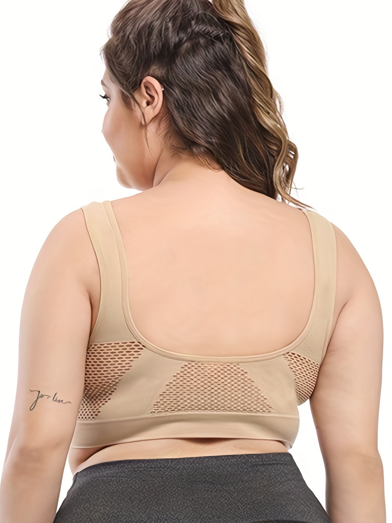 Wireless Hollow Mesh Sports Bra Push Breathable High Support - Temu Canada