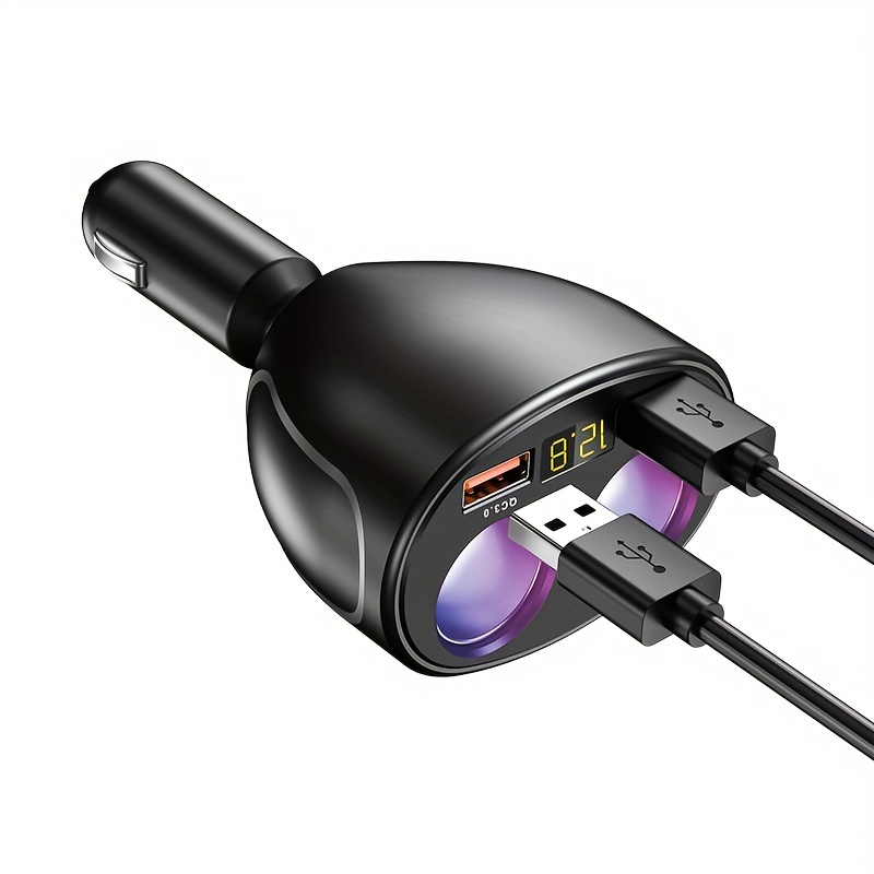 chargeur voiture allume-cigare 2 ports LED USB