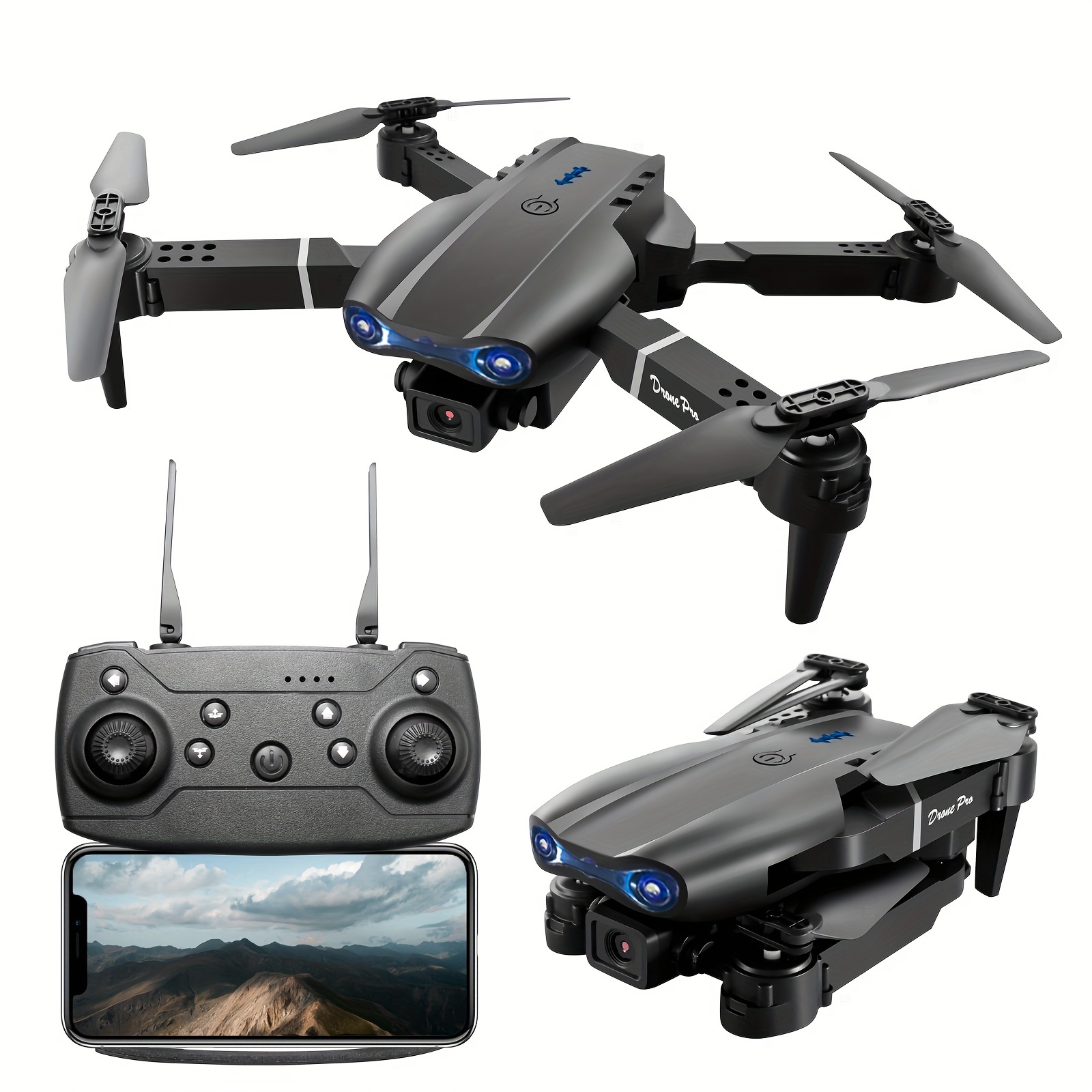 Dron inteligente con cámara para adultos, evitar obstáculos, lente  ajustable de control remoto de 120°, drones FPV plegables, inicio de una  tecla