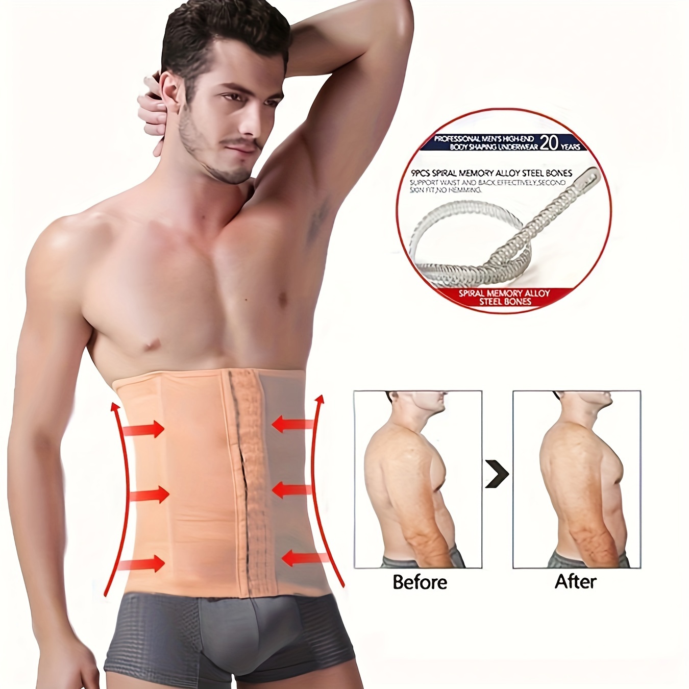 M Men Underclothes Slimming Waist Trimmer Belt Abdomen Belly Girdle Body  Shaper