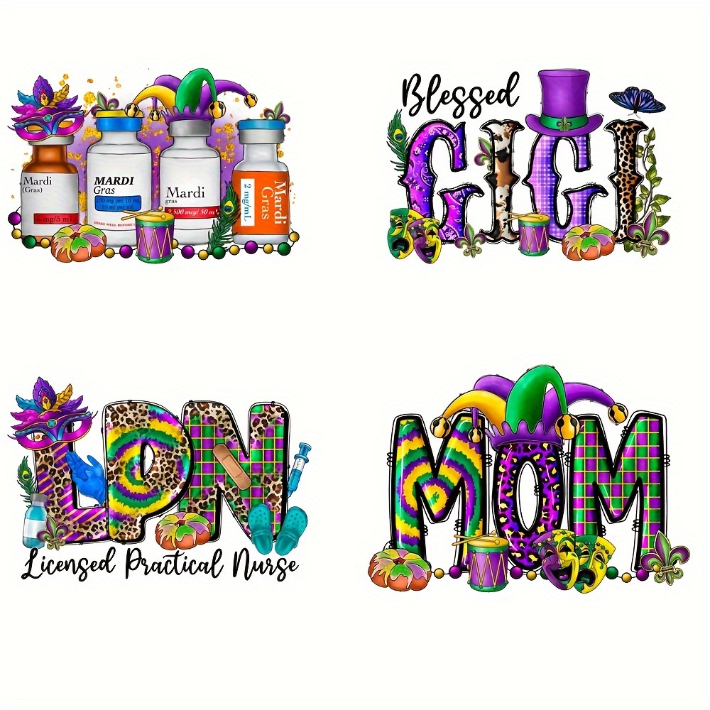 Mardi Gras Iron-On Transfer For Clothing Patches DIY Washable T-Shirts  Thermo Sticker Applique T7401