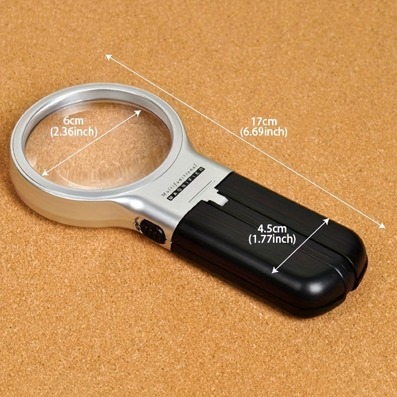 LED Lighted Hands Free Magnifying Glass 4X Large Portable
