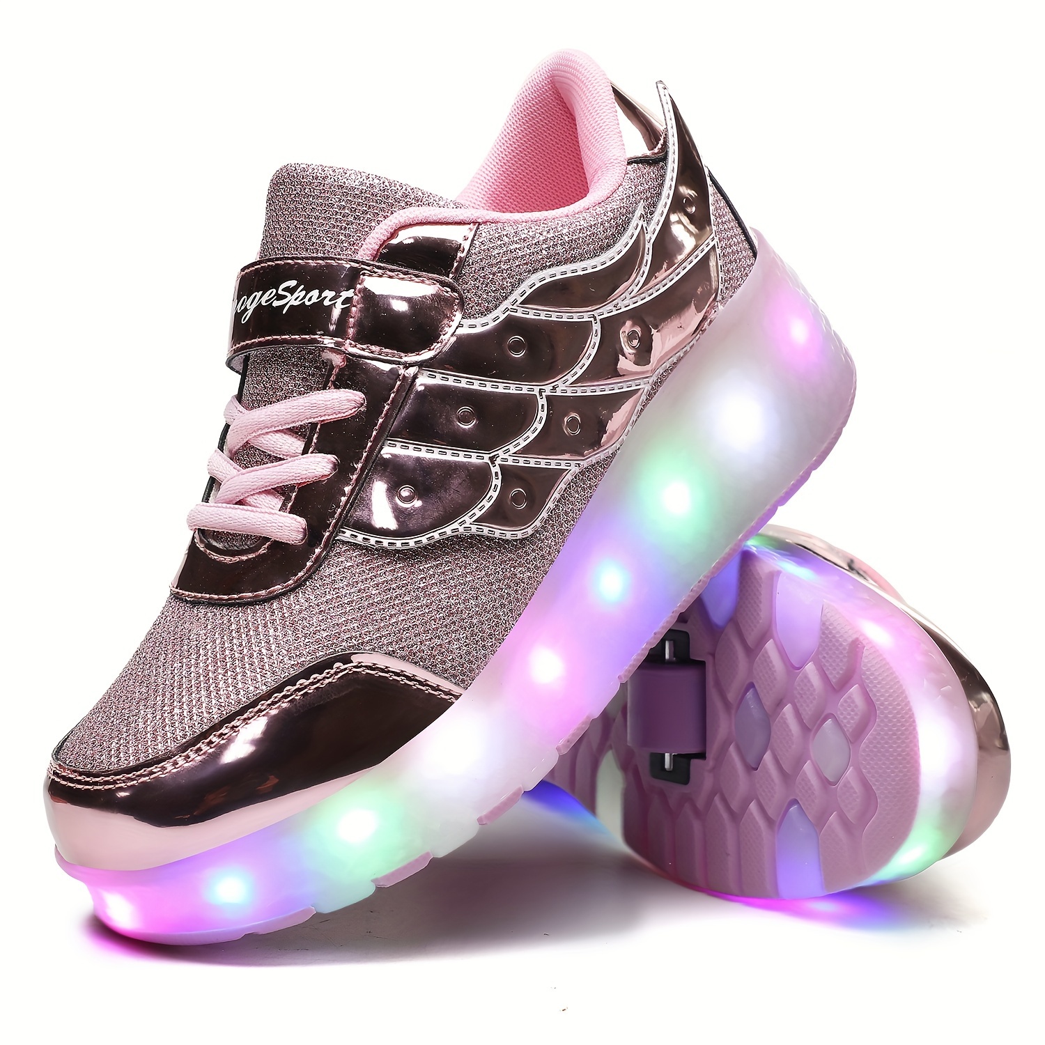 Chaussures À Roulettes Lumineuses LED Pour Fille Avec Fermeture  Auto-agrippante, Baskets Confortables À Roulettes Amovibles Pour Enfants Et  Adolescents En Plein Air - Temu France