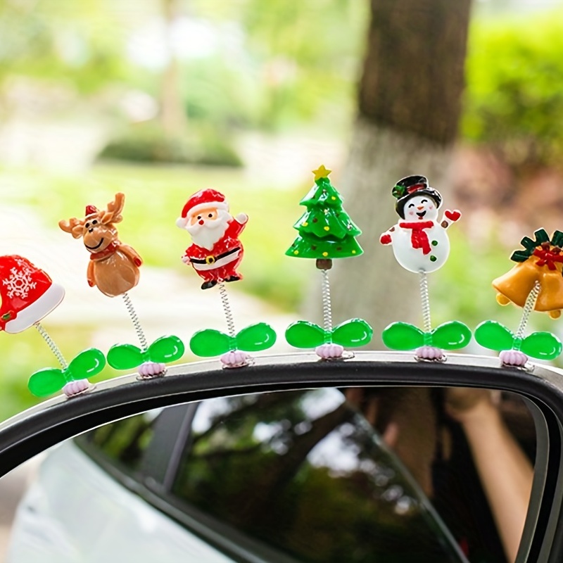 6 Stück Weihnachts-Weihnachtsmann-Auto-Ornamente, Automatische  Schaukel-Ornamente, Frühlings-Wackelkopf-Weihnachtsmann-Schneemann-Design