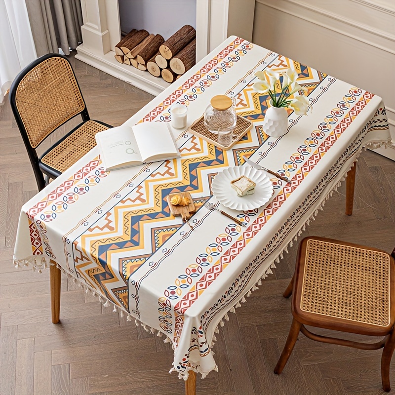 Nappe imperméable lavable en coton et lin, couverture de Table rectangulaire  élégante