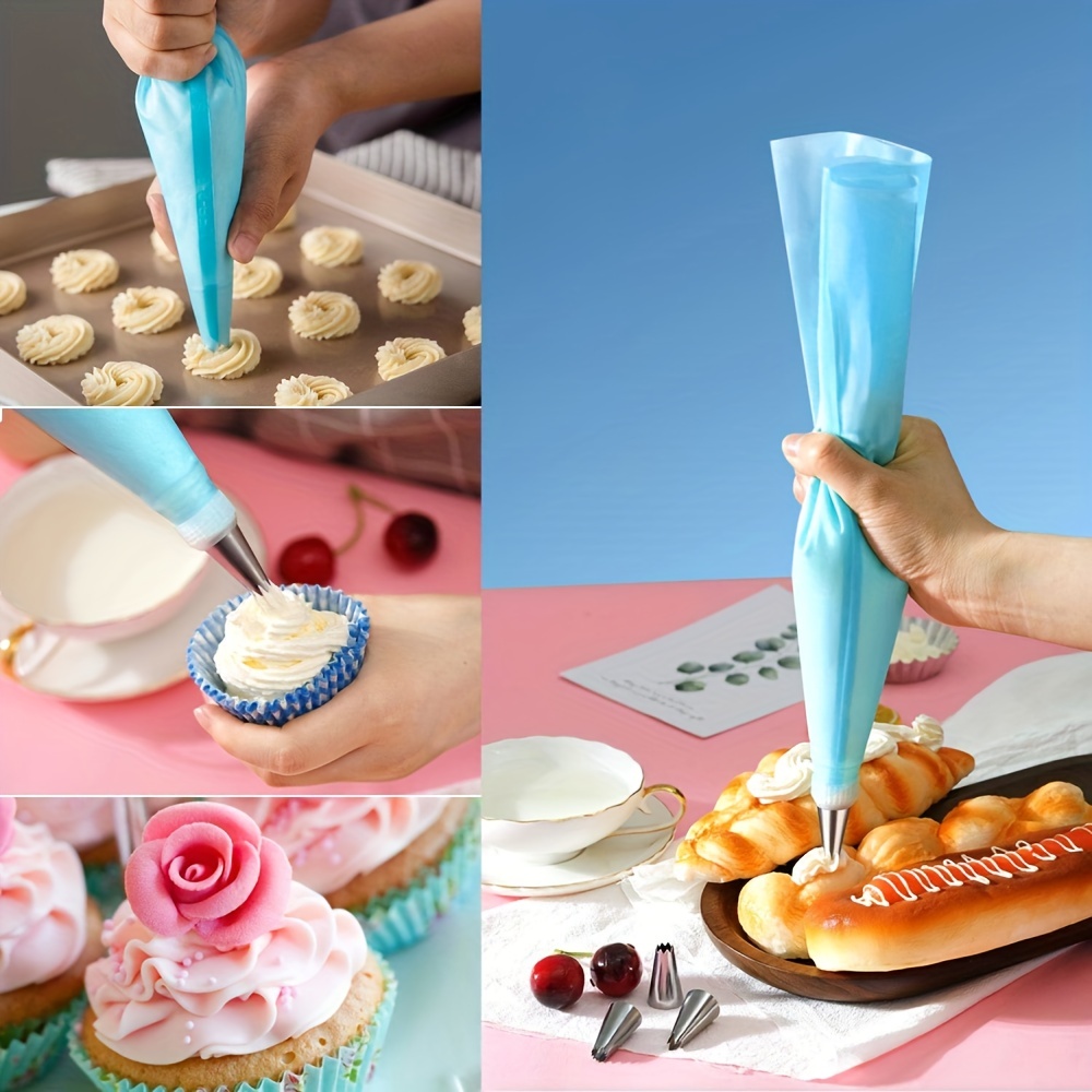 manga pastelera para decorar pasteles y cupcakes con glaseado y boquillas,  con 6 acopladores, Azul