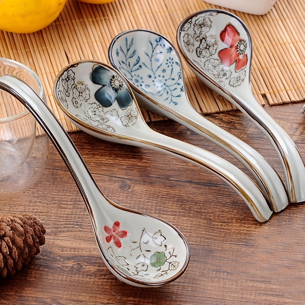 Ceramic Soup Spoons, Long Handle Soup Spoon, Ramen Spoons, For Noodles  Wonton Ramen Dumpling Rice Porridge, Kitchen Tools, Kitchen Accessories -  Temu