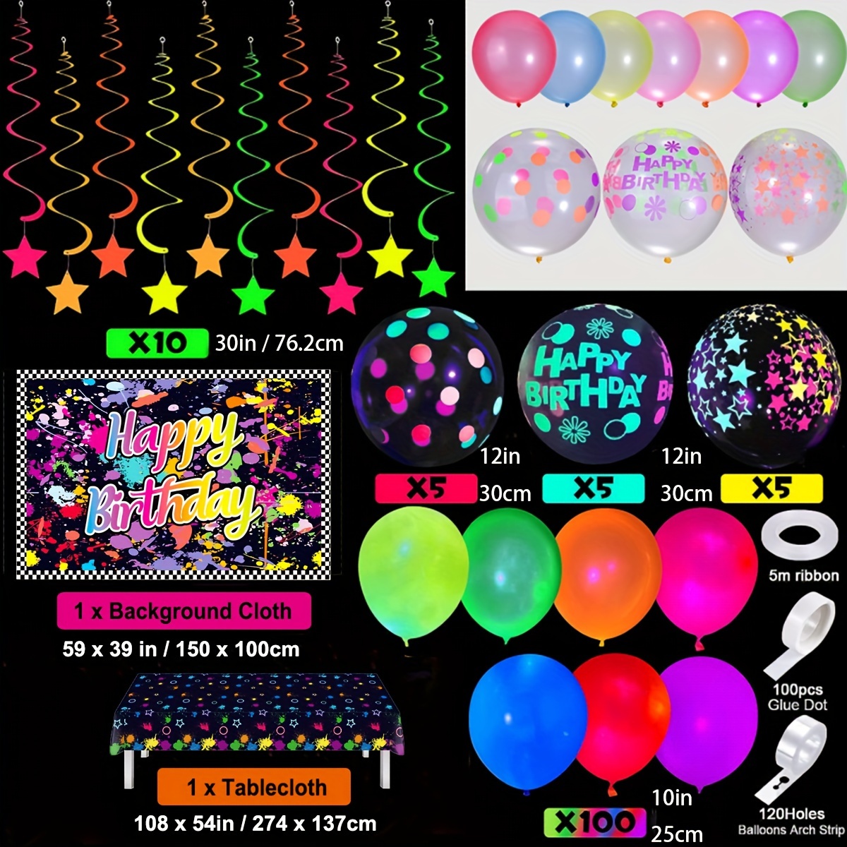 Glow Birthday Party Supplies Kit