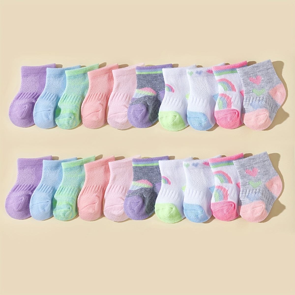 10/20 Pairs Of Baby Girl's Colorful Socks, Comfy Breathable Soft Socks For Babies Wearing