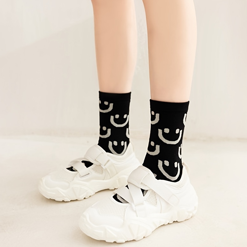 5 Pairs of Black joyful Face Women's Socks