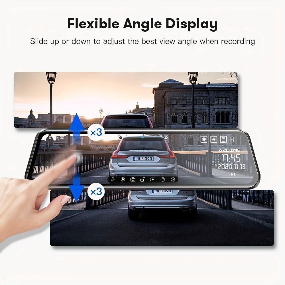 2k Dual Dash Cam 11 8 30cm Touch Screen Wifi Mirror - Temu