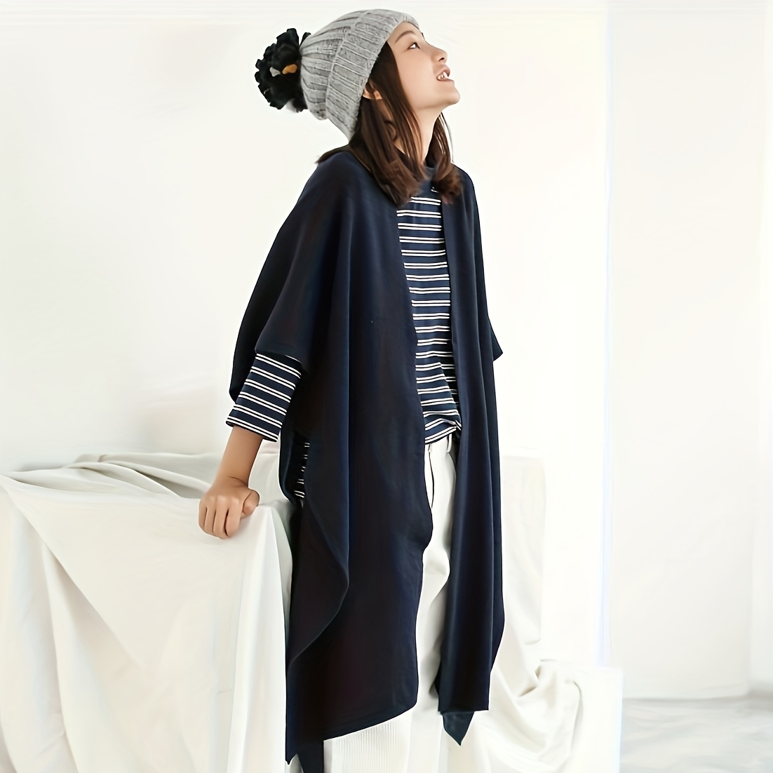 Women's Large Knitted Shawl Warm Cloak Outdoor