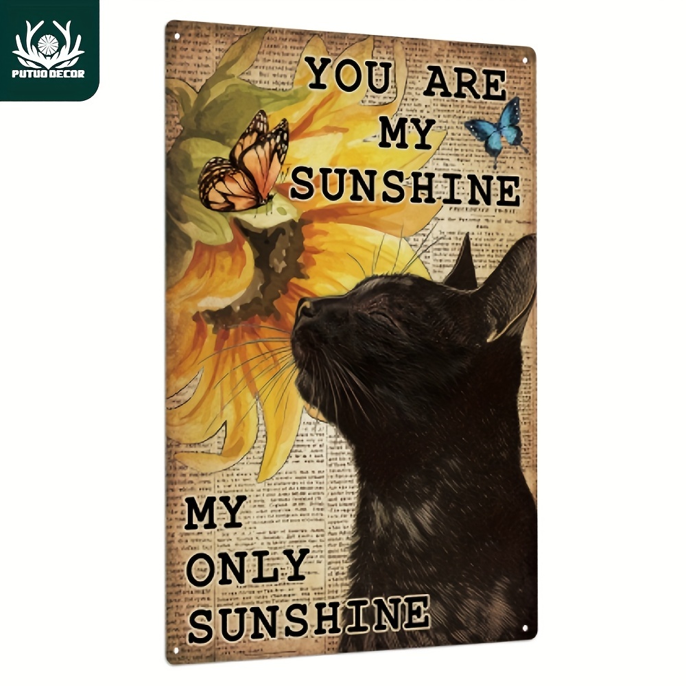 

1pc, Inspirational Metal Sign, Vintage Black Cat Tin Plaque Wall Art Poster For Home Kitchen Bedroom Decoration, 7.8 X 11.8 Inches