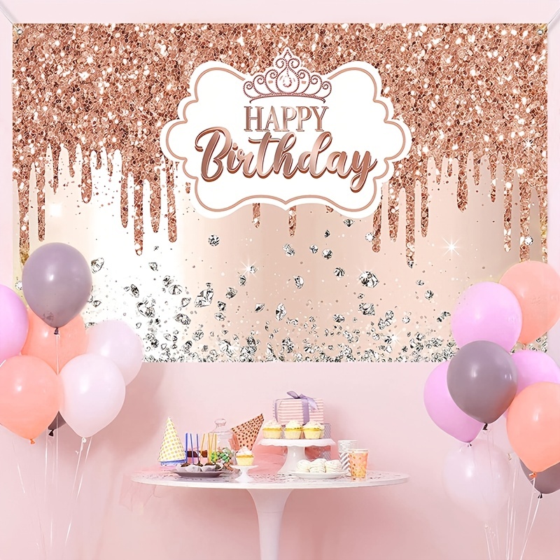 1pc Birthday Decoration Holiday Party Supplies Black Gold Balloon Birthday  Background Blanket | Shop The Latest Trends | Temu