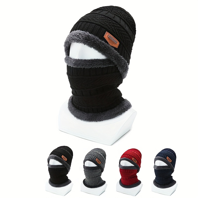 Chapeau en laine épais pour homme, couvre-cou résistant au froid
