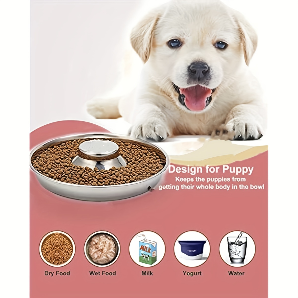 Slow Feeder Dog Bowl Food grade 304 Stainless Steel Dog Bowl - Temu