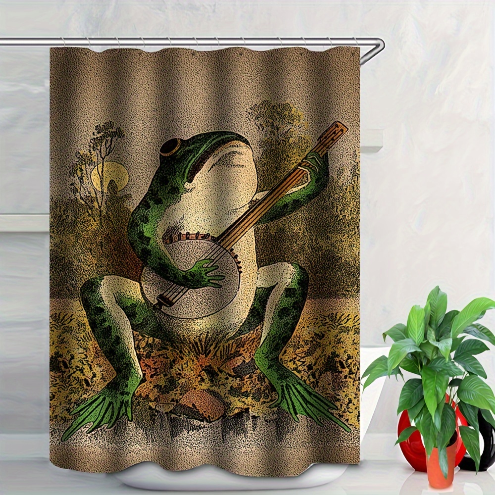 Cute Frog Pattern Shower Curtain Waterproof Shower Curtain - Temu