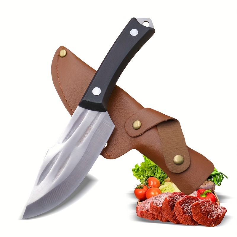 Multi-purpose Kitchen Knife Hunting Knife Feather Pattern Knife With Sheath  Stainless Steel Fruit Knives Outdoor Camping Knife Knife With Cover - Temu